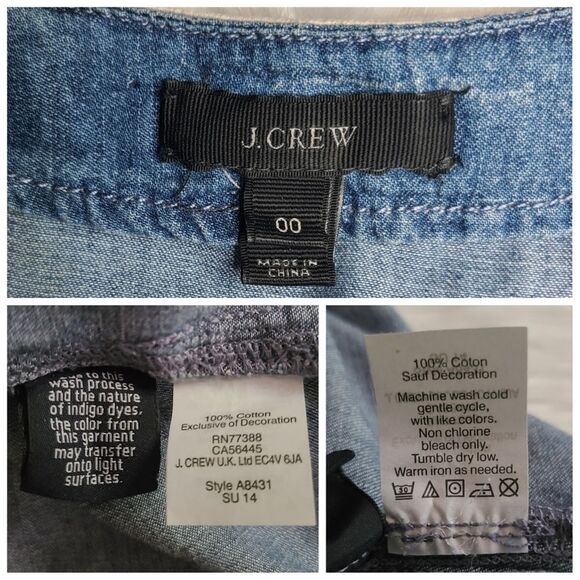 J. Crew|Blue Embroidered Cotton Blend Long Sleeve Tunic Top, 00 - Picture 9 of 9